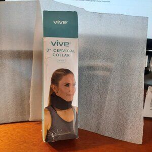 NEW W Box ! Vive 3" Neck Brace Foam Cervical Collar Adjustable Spinal Suppor BLK